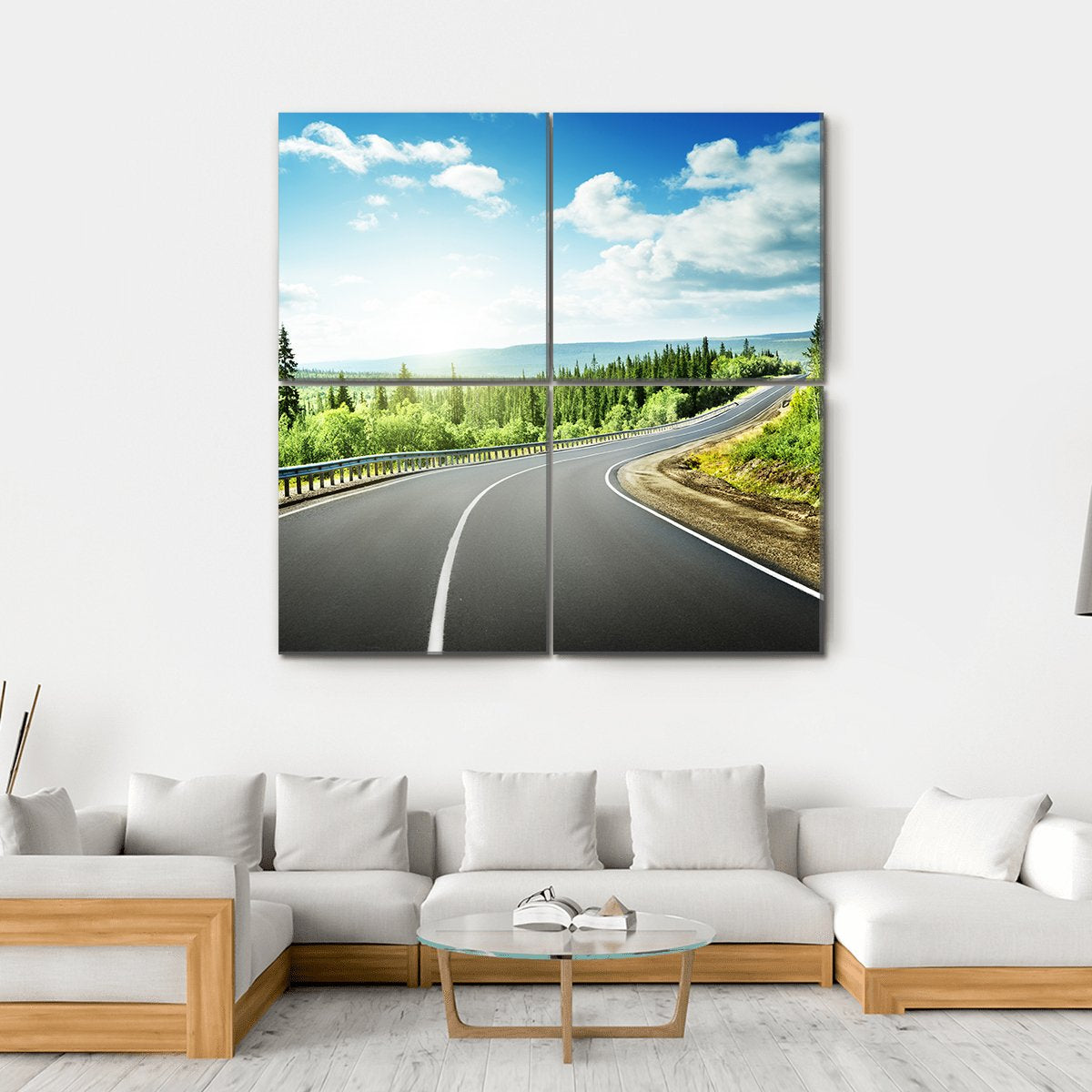 Road In North Mountains Canvas Wall Art-4 Square-Gallery Wrap-17" x 17"-Tiaracle