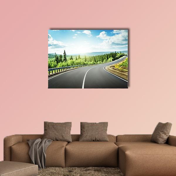 Road In North Mountains Canvas Wall Art-5 Pop-Gallery Wrap-47" x 32"-Tiaracle