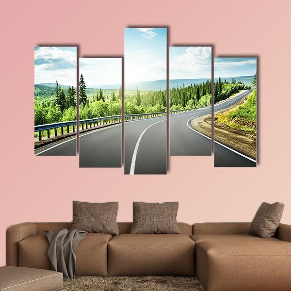 Road In North Mountains Canvas Wall Art-5 Pop-Gallery Wrap-47" x 32"-Tiaracle