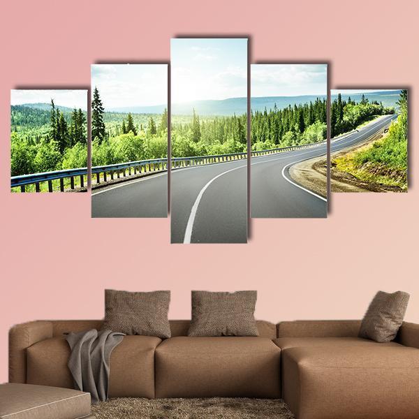 Road In North Mountains Canvas Wall Art-5 Star-Gallery Wrap-62" x 32"-Tiaracle