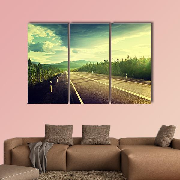 Road In Russian Mountains Canvas Wall Art-3 Horizontal-Gallery Wrap-37" x 24"-Tiaracle
