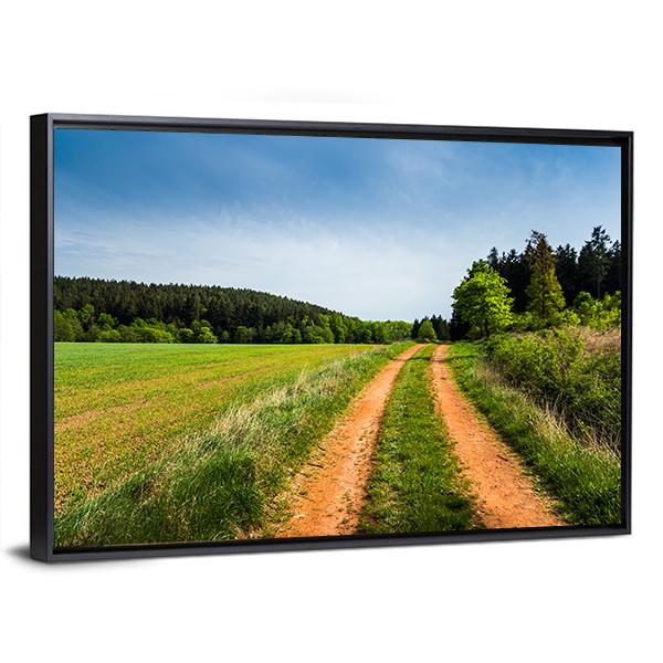 Road In Summer Field Canvas Wall Art-3 Horizontal-Gallery Wrap-25" x 16"-Tiaracle