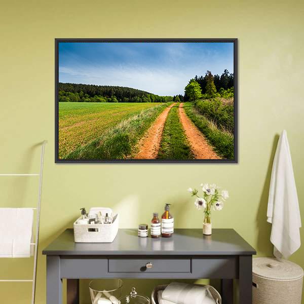 Road In Summer Field Canvas Wall Art-3 Horizontal-Gallery Wrap-25" x 16"-Tiaracle