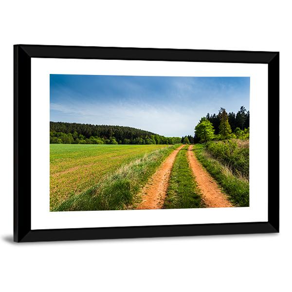 Road In Summer Field Canvas Wall Art-3 Horizontal-Gallery Wrap-25" x 16"-Tiaracle