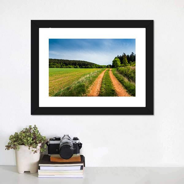 Road In Summer Field Canvas Wall Art-3 Horizontal-Gallery Wrap-25" x 16"-Tiaracle