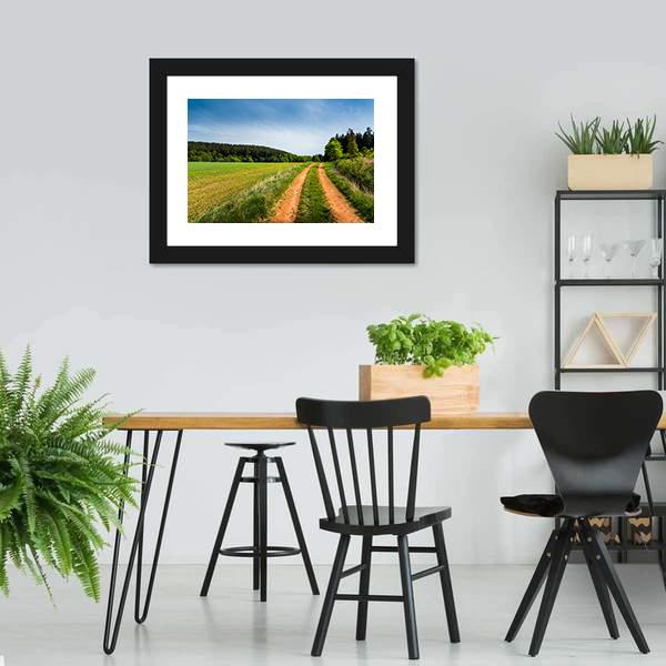 Road In Summer Field Canvas Wall Art-3 Horizontal-Gallery Wrap-25" x 16"-Tiaracle