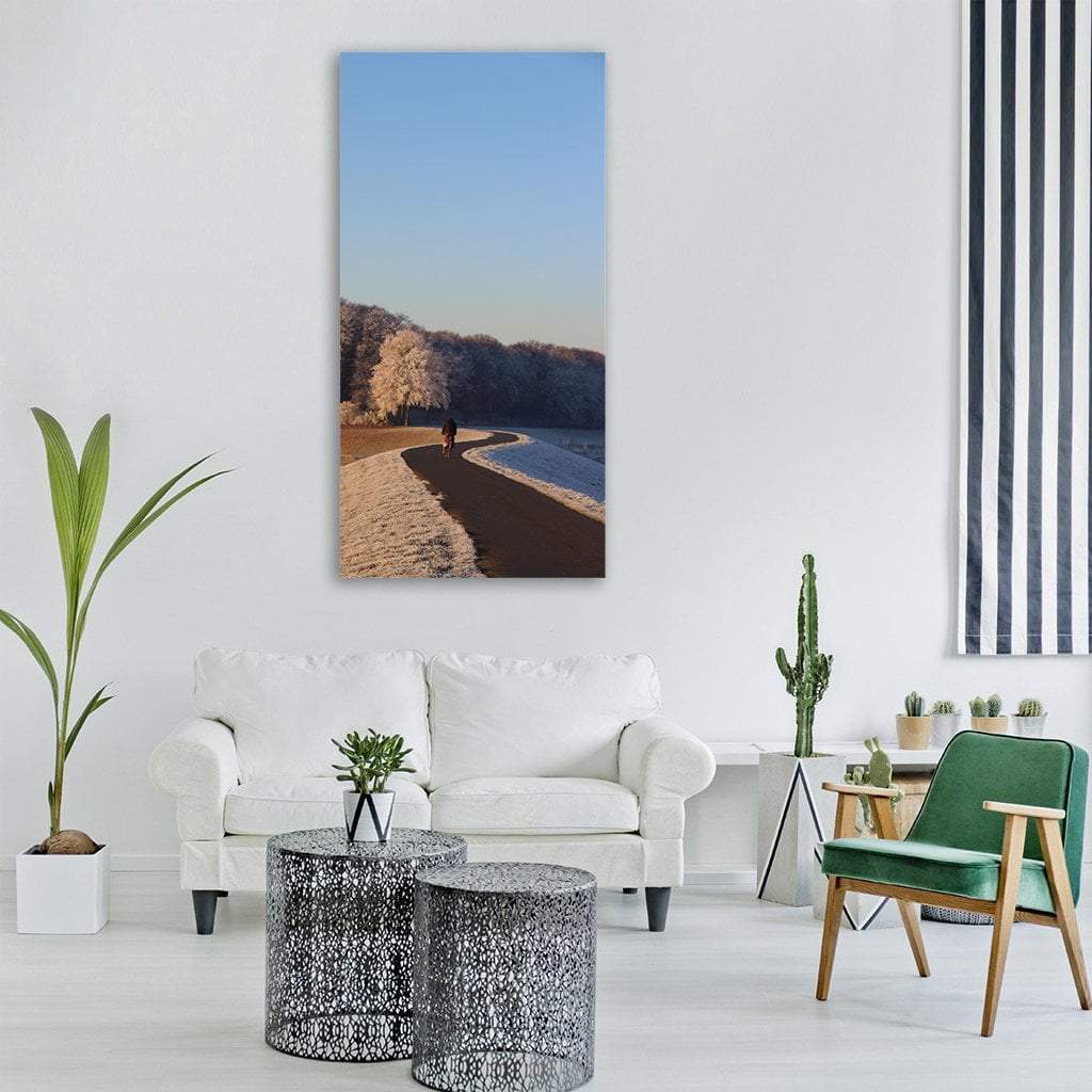 Road In Winter Landscape Vertical Canvas Wall Art-3 Vertical-Gallery Wrap-12" x 25"-Tiaracle