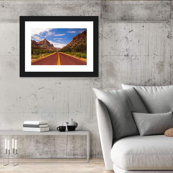 Road In Zion Canyon National Park Canvas Wall Art-3 Horizontal-Gallery Wrap-25" x 16"-Tiaracle