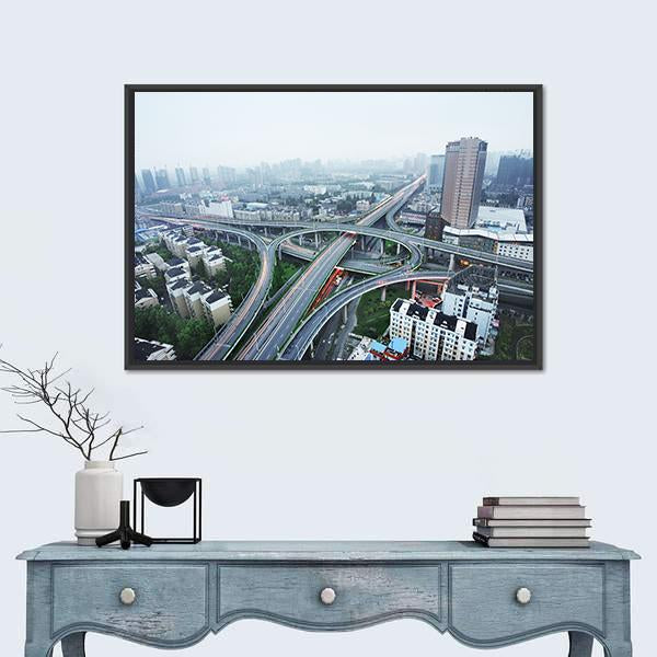 Road Junction At Hangzhou Canvas Wall Art-1 Piece-Floating Frame-24&quot; x 16&quot;-Tiaracle