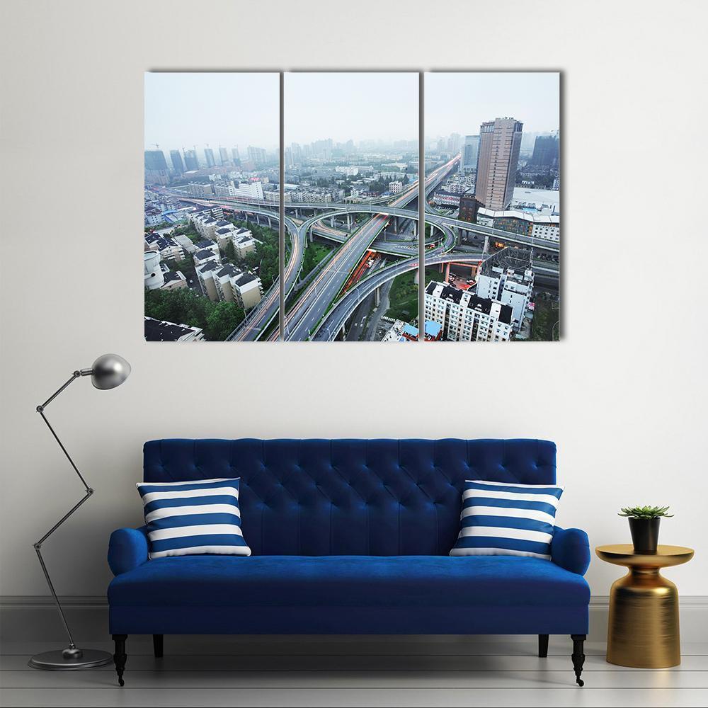 Road Junction At Hangzhou Canvas Wall Art-3 Horizontal-Gallery Wrap-37&quot; x 24&quot;-Tiaracle