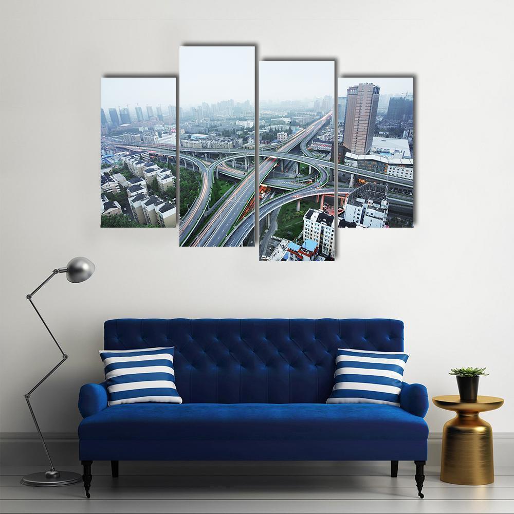 Road Junction At Hangzhou Canvas Wall Art-4 Pop-Gallery Wrap-50&quot; x 32&quot;-Tiaracle