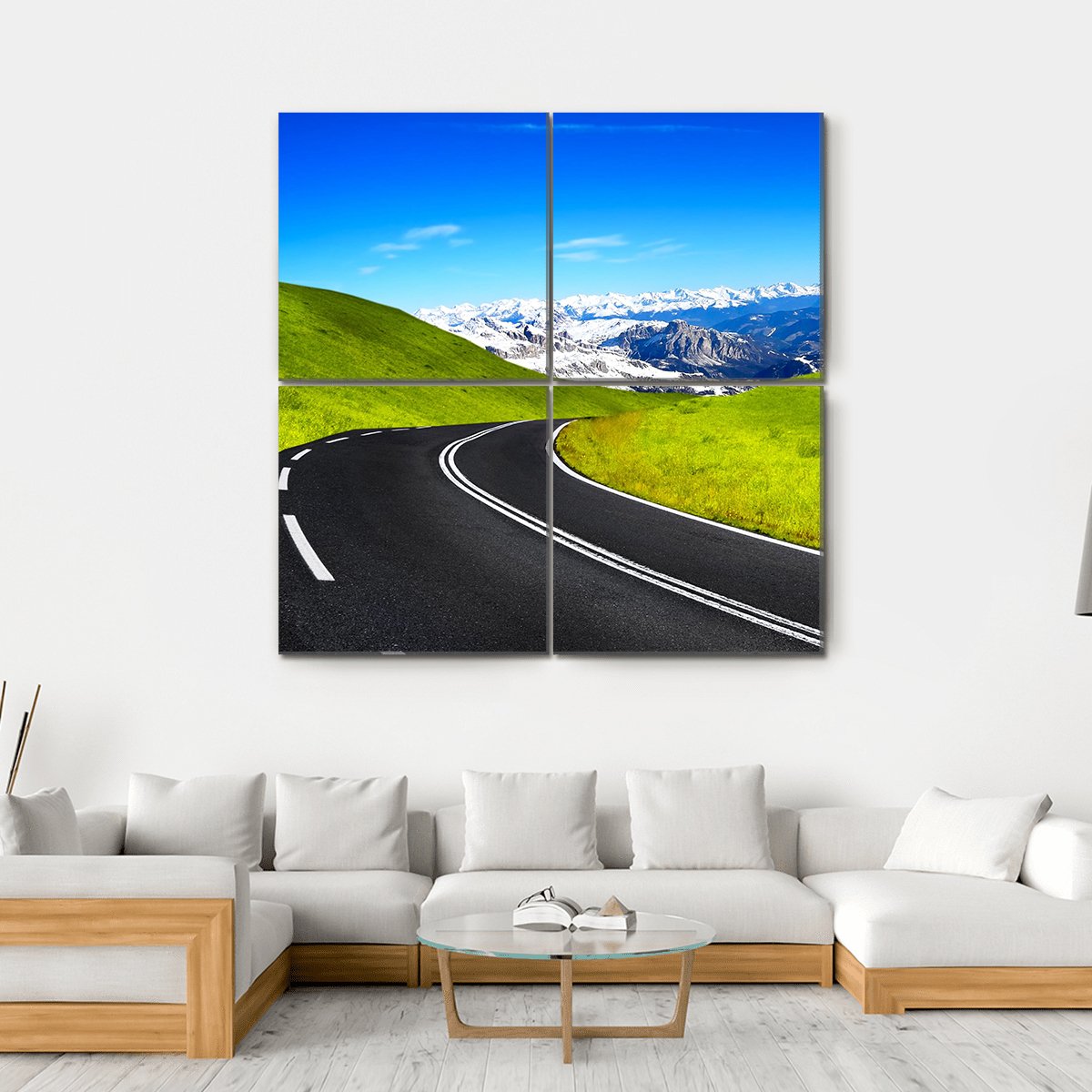 Road Leading To Mountain Canvas Wall Art-4 Square-Gallery Wrap-17" x 17"-Tiaracle