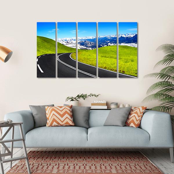 Road Leading To Mountain Canvas Wall Art-5 Horizontal-Gallery Wrap-22" x 12"-Tiaracle