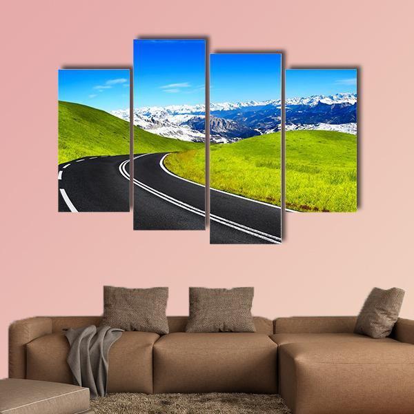 Road Leading To Mountain Canvas Wall Art-4 Pop-Gallery Wrap-50" x 32"-Tiaracle