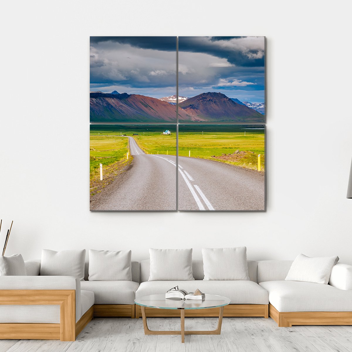 Road Leading Towards Mountain Canvas Wall Art-4 Square-Gallery Wrap-17" x 17"-Tiaracle