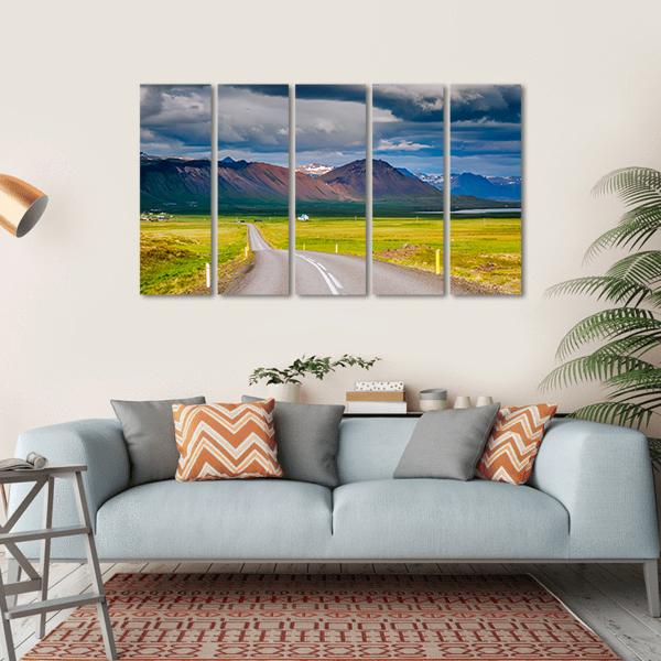 Road Leading Towards Mountain Canvas Wall Art-5 Horizontal-Gallery Wrap-22" x 12"-Tiaracle