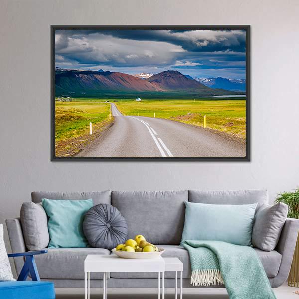 Road Leading Towards Mountain Canvas Wall Art-5 Horizontal-Gallery Wrap-22" x 12"-Tiaracle