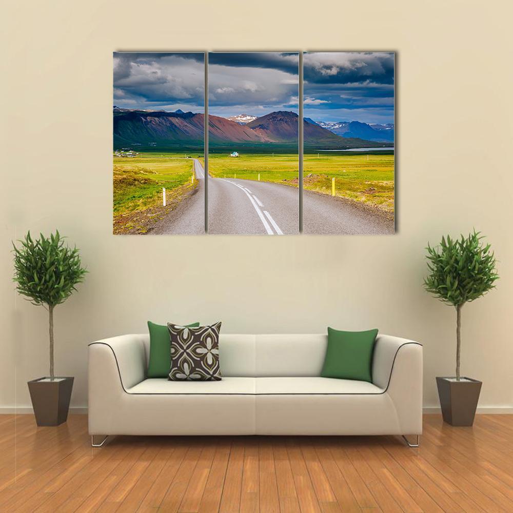 Road Leading Towards Mountain Canvas Wall Art-3 Horizontal-Gallery Wrap-37" x 24"-Tiaracle