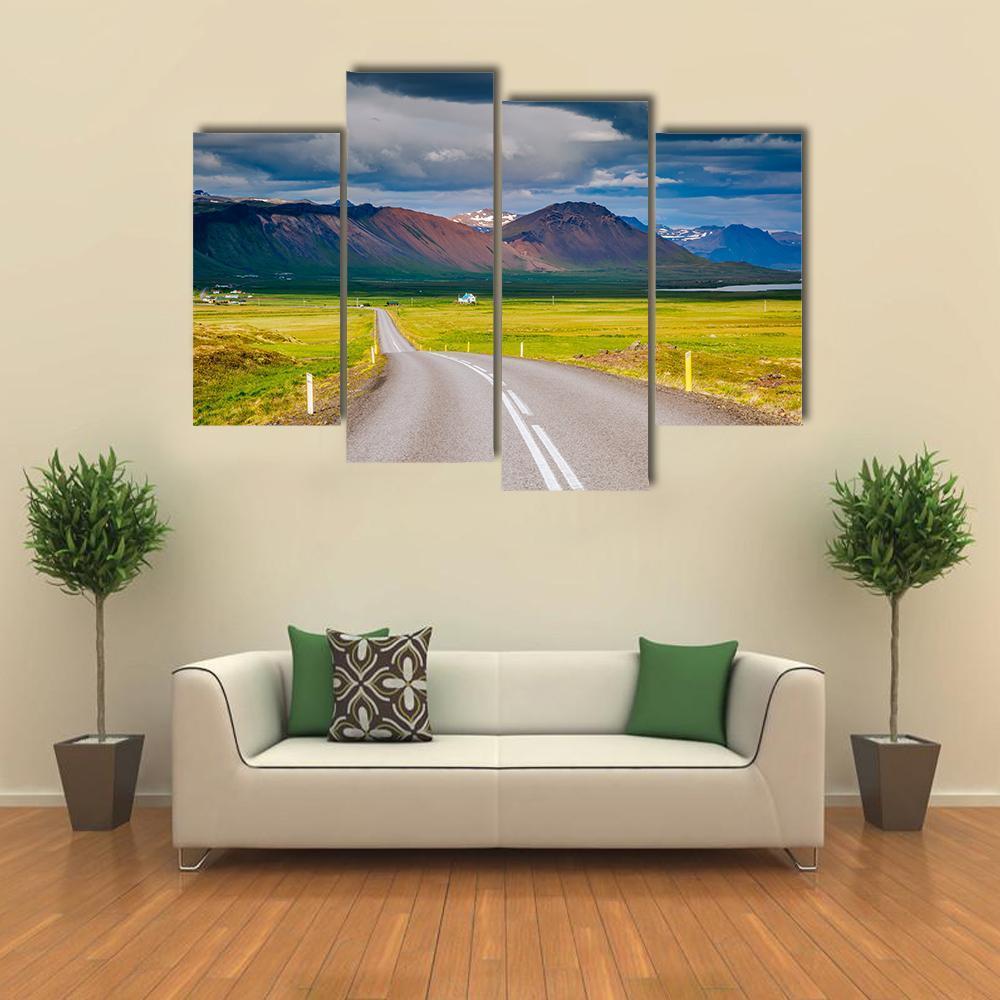 Road Leading Towards Mountain Canvas Wall Art-4 Pop-Gallery Wrap-50" x 32"-Tiaracle