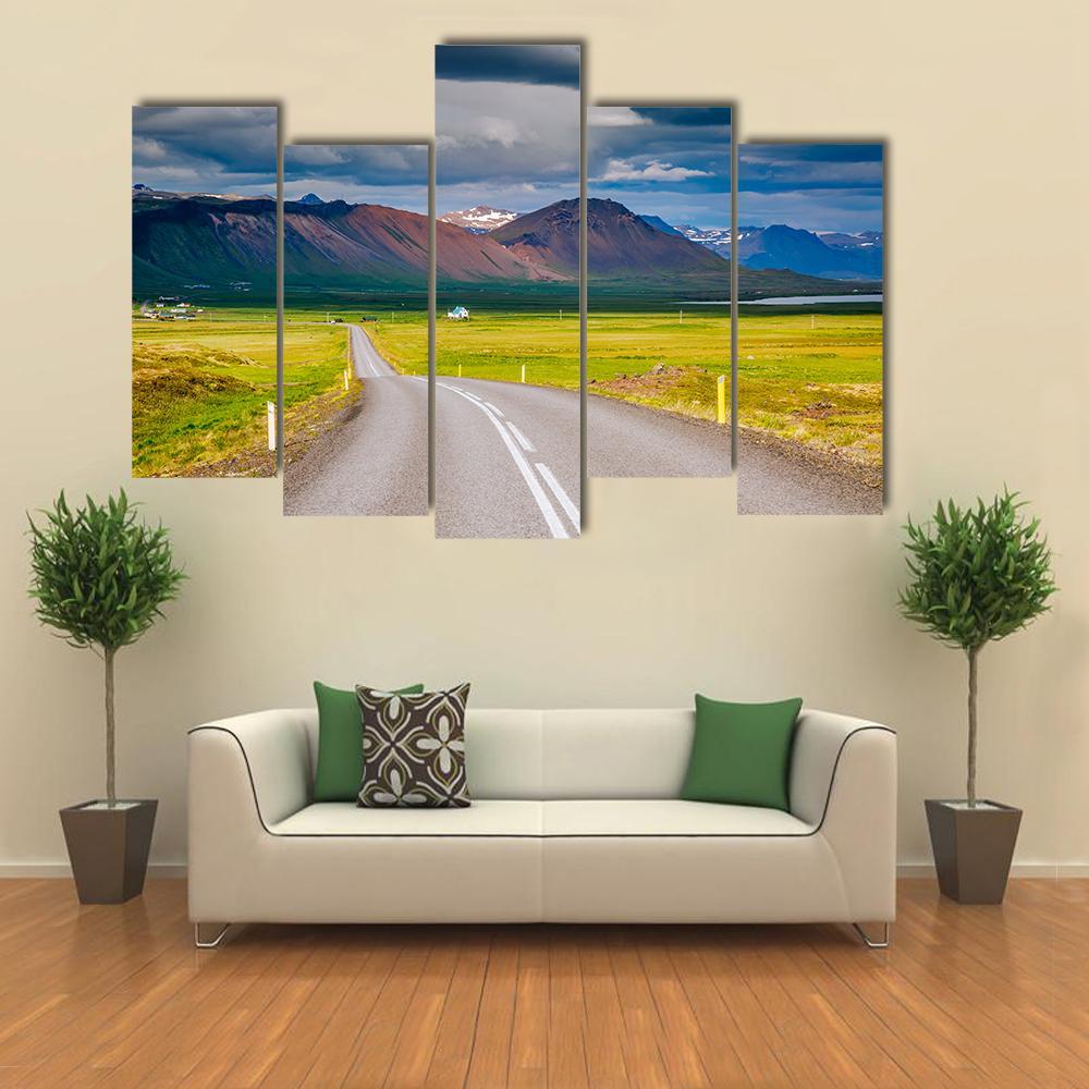 Road Leading Towards Mountain Canvas Wall Art-5 Pop-Gallery Wrap-47" x 32"-Tiaracle