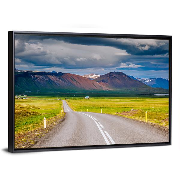Road Leading Towards Mountain Canvas Wall Art-3 Horizontal-Gallery Wrap-25" x 16"-Tiaracle