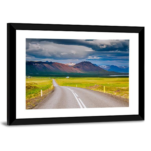 Road Leading Towards Mountain Canvas Wall Art-3 Horizontal-Gallery Wrap-25" x 16"-Tiaracle