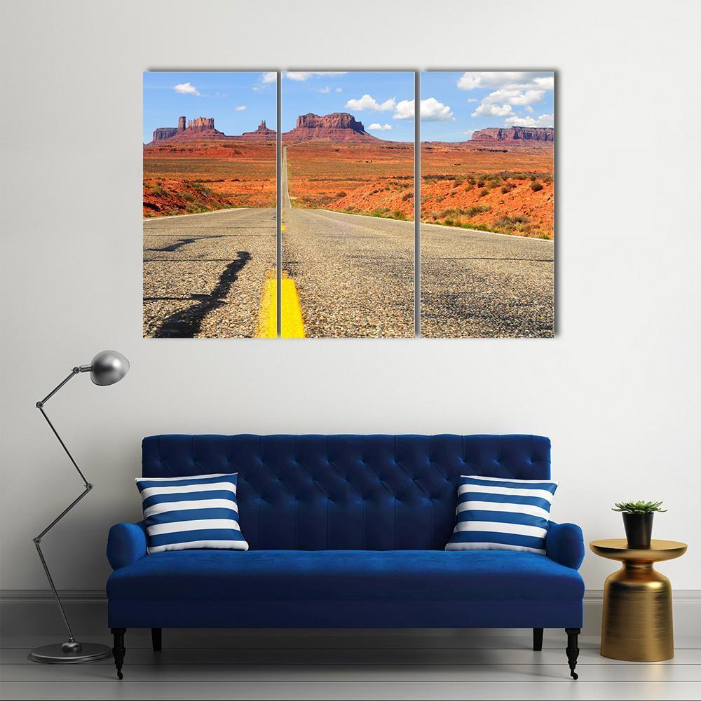 Road Level View Of Utah State Route Canvas Wall Art-3 Horizontal-Gallery Wrap-37" x 24"-Tiaracle