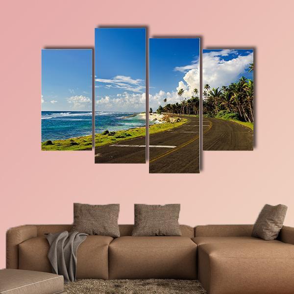 Road On Caribbean Coast In San Andres Colombia Canvas Wall Art-4 Pop-Gallery Wrap-50" x 32"-Tiaracle