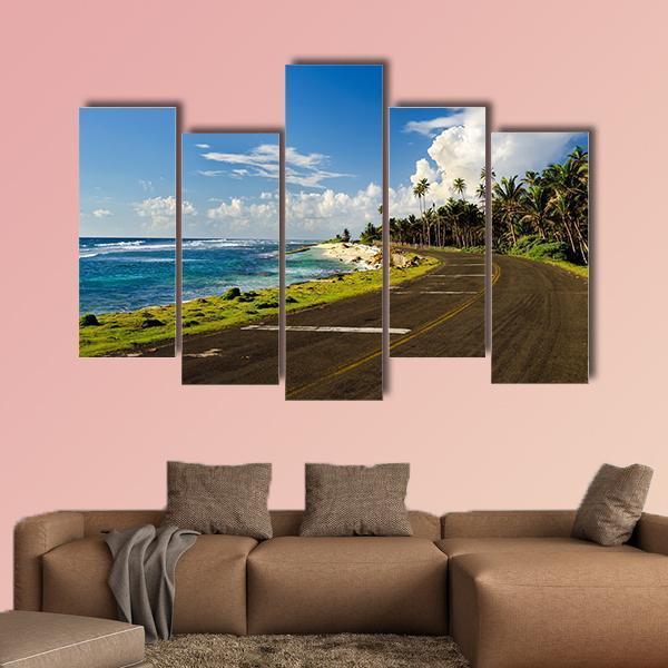 Road On Caribbean Coast In San Andres Colombia Canvas Wall Art-5 Pop-Gallery Wrap-47" x 32"-Tiaracle