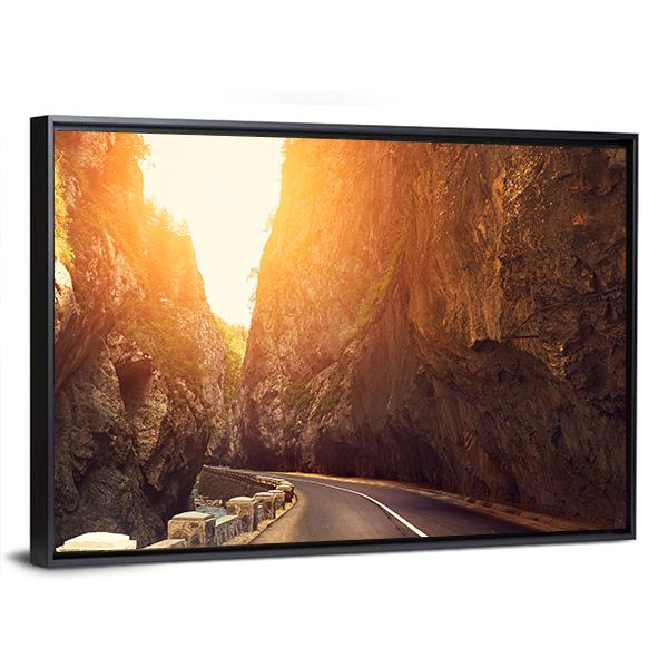 Road Passing Between Mountains Canvas Wall Art-3 Horizontal-Gallery Wrap-25" x 16"-Tiaracle