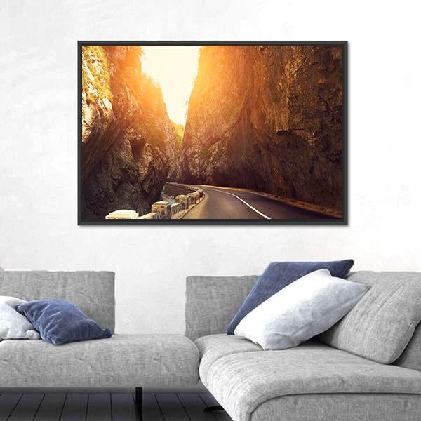 Road Passing Between Mountains Canvas Wall Art-3 Horizontal-Gallery Wrap-25" x 16"-Tiaracle