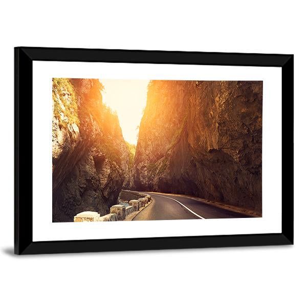 Road Passing Between Mountains Canvas Wall Art-3 Horizontal-Gallery Wrap-25" x 16"-Tiaracle