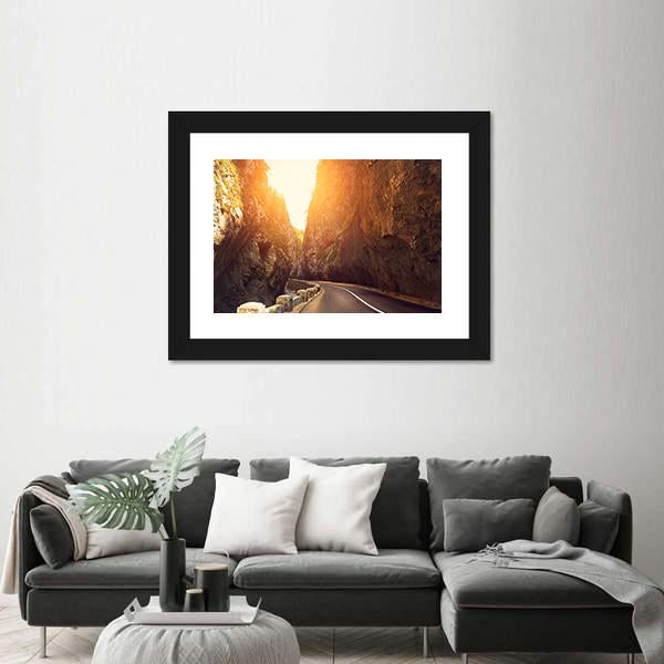 Road Passing Between Mountains Canvas Wall Art-3 Horizontal-Gallery Wrap-25" x 16"-Tiaracle