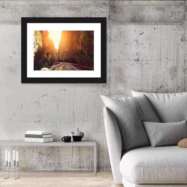 Road Passing Between Mountains Canvas Wall Art-3 Horizontal-Gallery Wrap-25" x 16"-Tiaracle