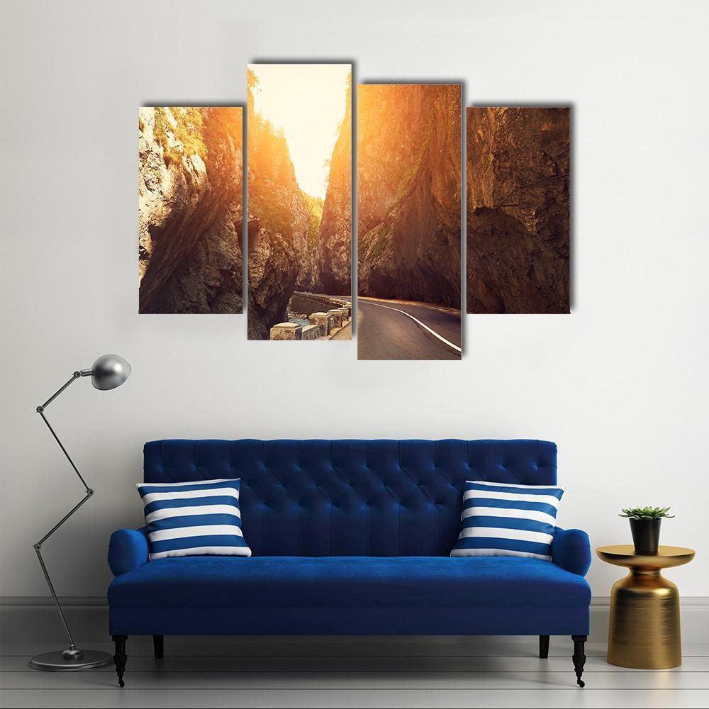 Road Passing Between Mountains Canvas Wall Art-4 Pop-Gallery Wrap-50" x 32"-Tiaracle