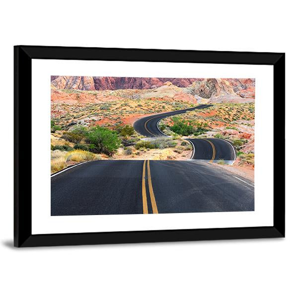Road Runs Through It In Valley Of Fire State Park Canvas Wall Art-3 Horizontal-Gallery Wrap-25" x 16"-Tiaracle