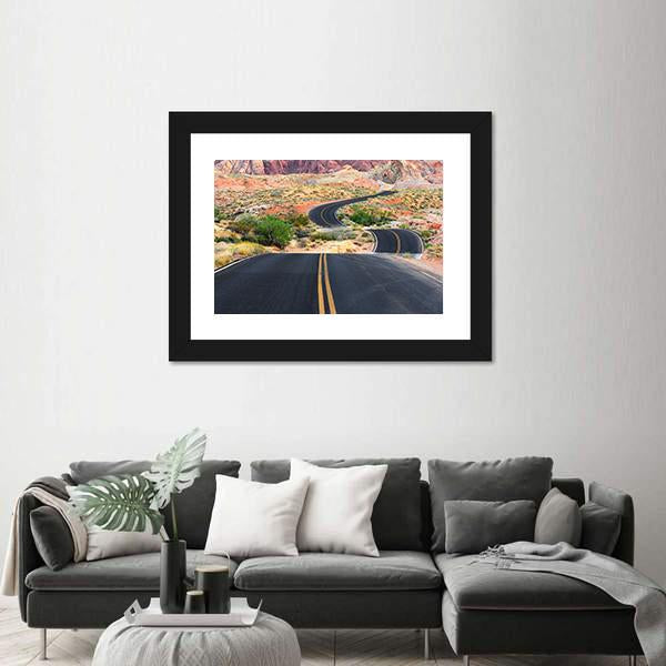 Road Runs Through It In Valley Of Fire State Park Canvas Wall Art-3 Horizontal-Gallery Wrap-25" x 16"-Tiaracle