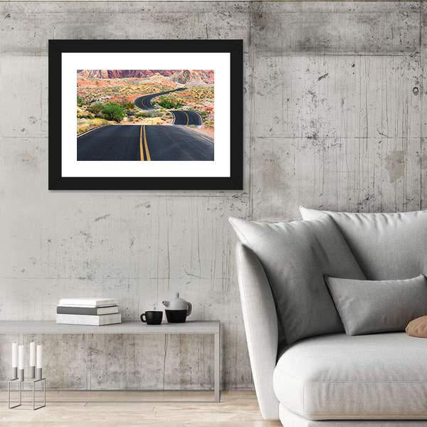 Road Runs Through It In Valley Of Fire State Park Canvas Wall Art-3 Horizontal-Gallery Wrap-25" x 16"-Tiaracle