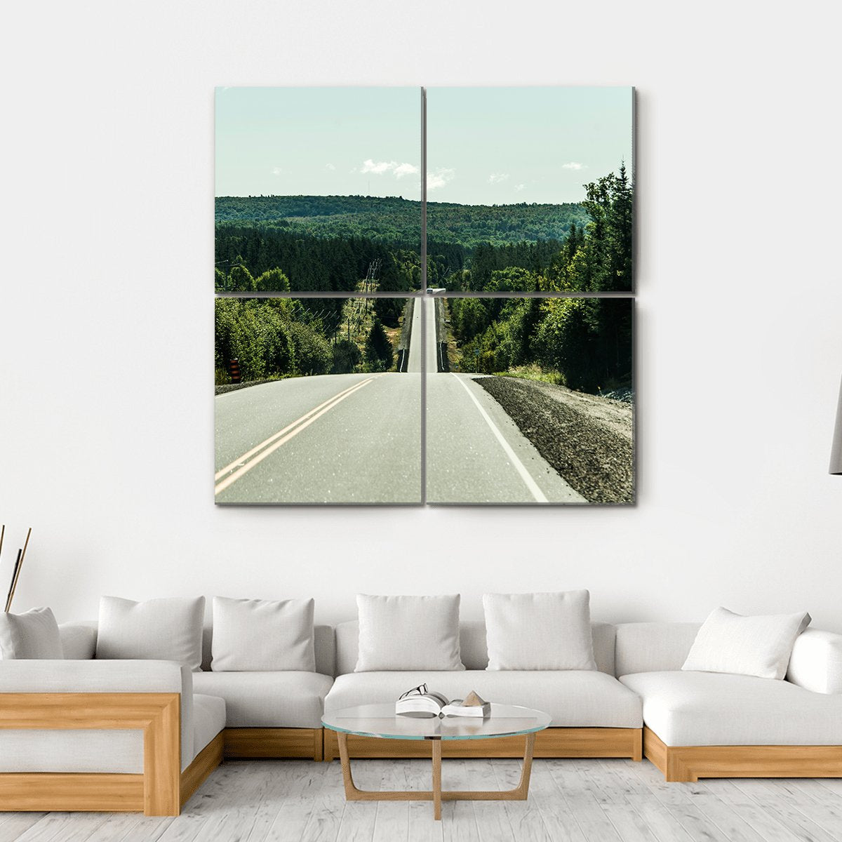 Road Through Algonquin Provincial Park Canvas Wall Art-4 Square-Gallery Wrap-17" x 17"-Tiaracle