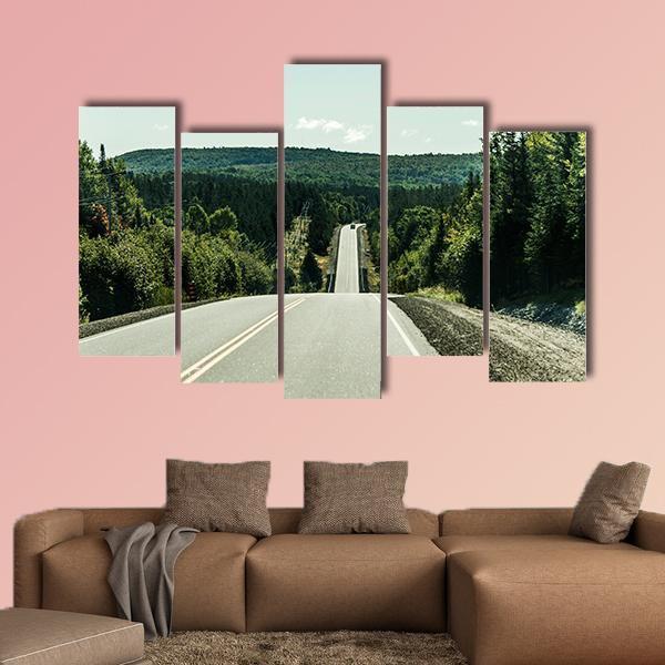 Road Through Algonquin Provincial Park Canvas Wall Art-5 Pop-Gallery Wrap-47" x 32"-Tiaracle