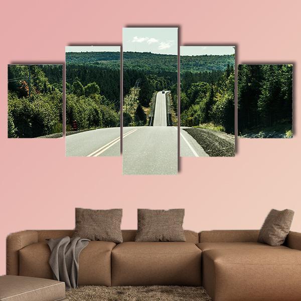 Road Through Algonquin Provincial Park Canvas Wall Art-5 Star-Gallery Wrap-62" x 32"-Tiaracle