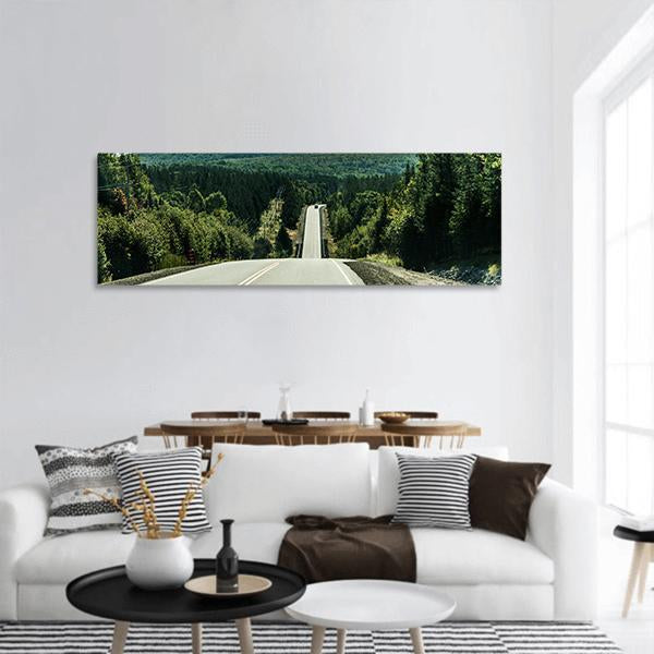 Road Through Algonquin Provincial Park Panoramic Canvas Wall Art-3 Piece-25" x 08"-Tiaracle
