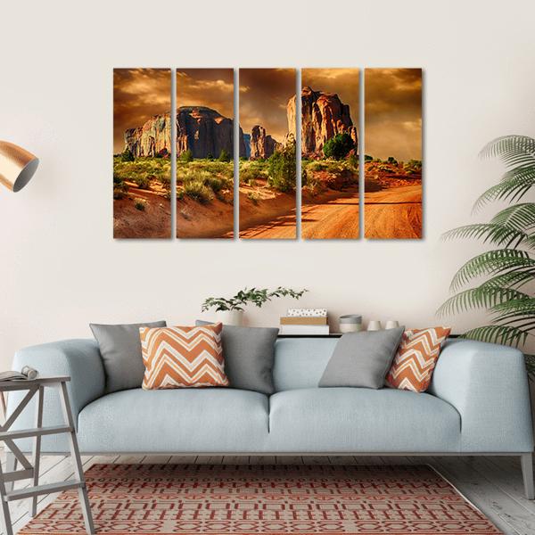 Road Through Monument Valley Canvas Wall Art-5 Horizontal-Gallery Wrap-22" x 12"-Tiaracle