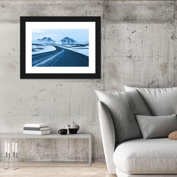 Road Through Snow Capped Mountains Panoramic Canvas Wall Art-1 Piece-36" x 12"-Tiaracle