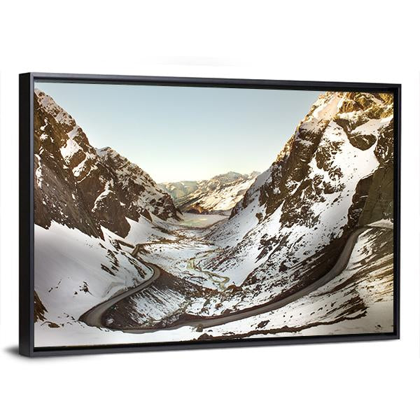 Road To Andina Copper Mine In chilean Andes Canvas Wall Art-3 Horizontal-Gallery Wrap-25" x 16"-Tiaracle