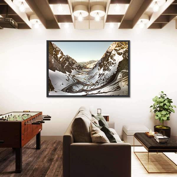 Road To Andina Copper Mine In chilean Andes Canvas Wall Art-3 Horizontal-Gallery Wrap-25" x 16"-Tiaracle