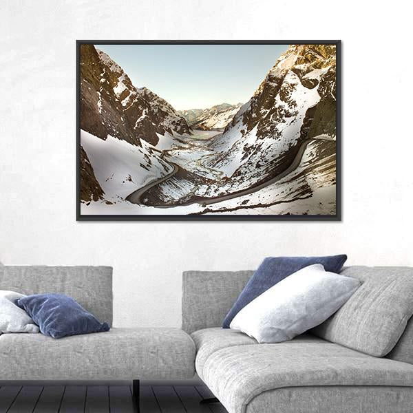 Road To Andina Copper Mine In chilean Andes Canvas Wall Art-3 Horizontal-Gallery Wrap-25" x 16"-Tiaracle