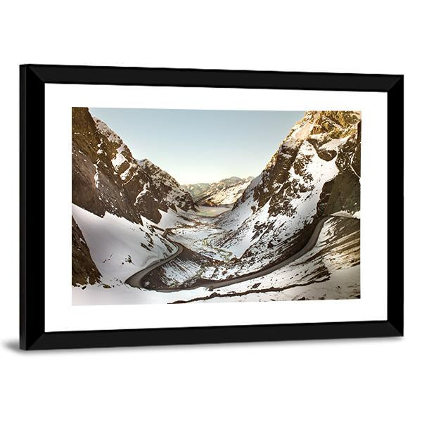 Road To Andina Copper Mine In chilean Andes Canvas Wall Art-3 Horizontal-Gallery Wrap-25" x 16"-Tiaracle