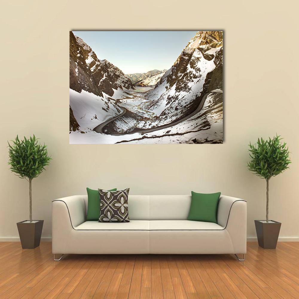 Road To Andina Copper Mine In Chilean Andes Canvas Wall Art-4 Horizontal-Gallery Wrap-34" x 24"-Tiaracle