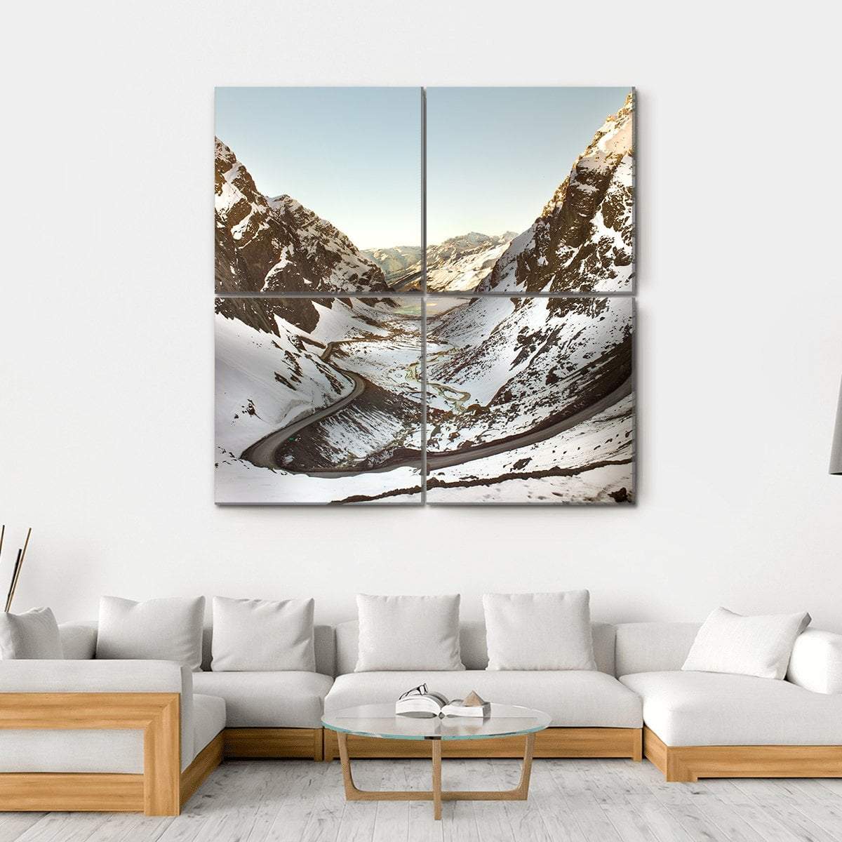 Road To Andina Copper Mine In Chilean Andes Canvas Wall Art-4 Square-Gallery Wrap-17" x 17"-Tiaracle